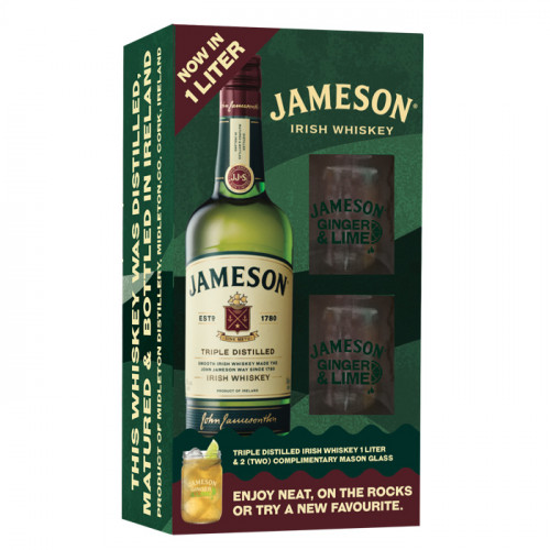 Jameson - Triple Distilled 1L Gift Pack | Blended Irish Whiskey