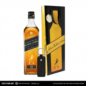 Johnnie Walker - Black Label 12 Year Old - 1L with FREE 1 Gift Bag and 1 Keychain