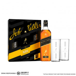 Johnnie Walker - Black Label 1L with FREE 2 Highball Glasses Festive Pack | Blended Scotch Whisky